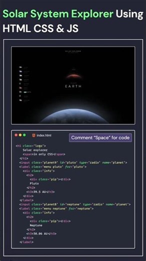 🔥Solar System Explorer Using HTML CSS & JavaScript #coding