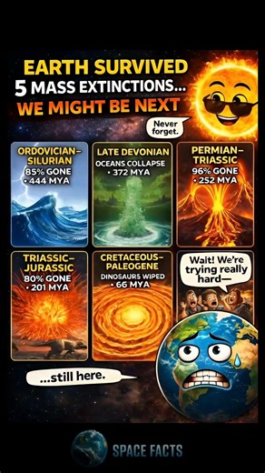 EARTH SURVIVED 5 MASS EXTINCTIONS! ☠️🌍 #earth #space #cosmology