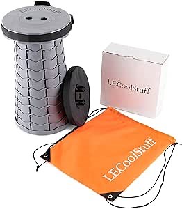 Collapsible Stool for Adults Portable | Lightweight & Telescopic | Load Capacity 400 LB | Retractable Plastic Shrinkable Seat | Camping, Fishing, BBQ, Outdoors, Indoors, Kitchen