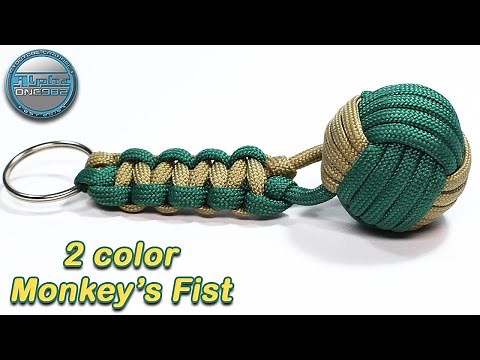 2 color Monkey's Fist Paracord Knot Paracord Key fob Pendant Fast and Easy to Make