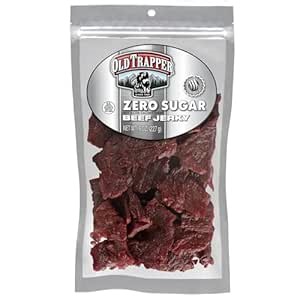 Old Trapper Zero Sugar Beef Jerky, Eight-Ounce Individual Package, Natural Wood Smoked Keto-Friendly Snack, 14 Grams of Protein, 70 Calories, and Zero Sugar Per Serving (Pack of One)