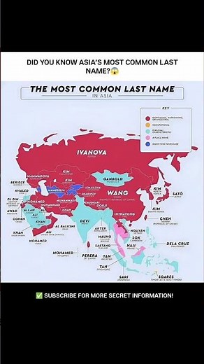 Asia’s most common last name revealed 🌏Is your surname on this map? 👀 #finder #familyfacts #getinfo