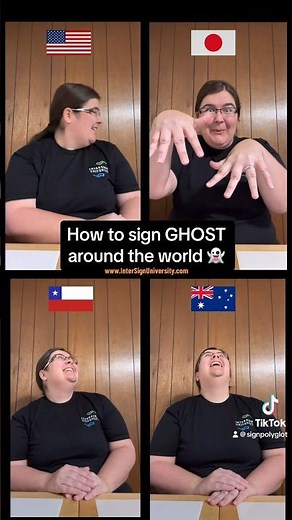 👻 How to sign GHOST in ASL, Japanese, Australian, Chilean Sign Language