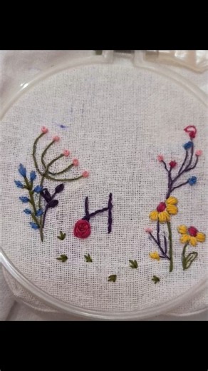 Letter H Embroidery 🌸Custom Initial withTiny Flowers #embroidery #handembroidery #explore #handmade