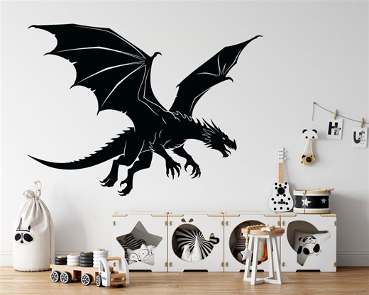 Dragon Wall Decal, Mythical Flying Dragon Vinyl Sticker, Fantasy Kids Room Decor - Etsy