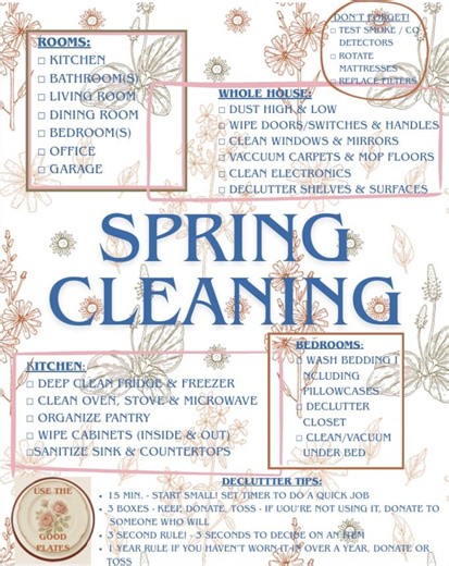 Spring Cleaning Checklist, Deep Cleaning Planner, Declutter Schedule (PDF Download) - Etsy
