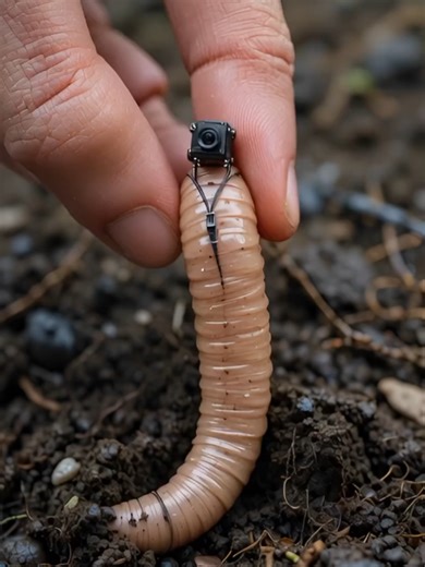 “Ever seen the world from a worm’s POV? 🪱 Micro camera mounted on its back shows everything underground! 😱 #Science” #EarthwormPOV #ScienceExploration #MicroCamera #NatureFootage “Tiny camera, real worm, ultra-realistic underground adventure!”