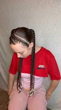 Braided pigtail hairstyle with beads #hairstyle #hairtutorial #fypage #explore #braids