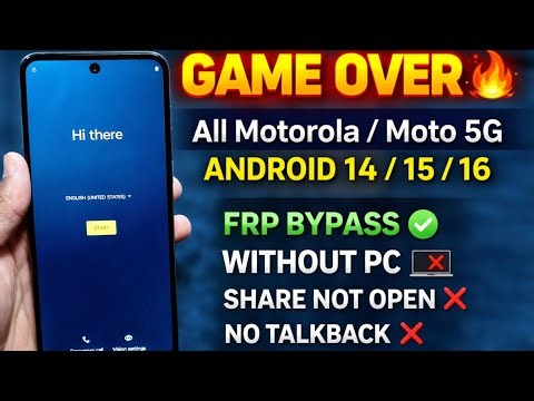 All Motorola 5g Android 14-15-16 [ Frp bypass ] Moto Frp bypass Share Option Not Open | Without PC 🚀
