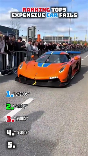 Ranking the top5 expensive car fails😬😬💸💵💵