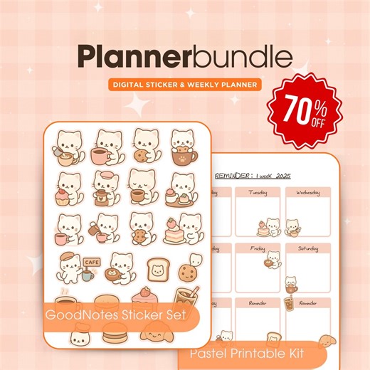 Kawaii Cat Cafe Sticker Set - Pastel Coffee Clipart (digital Download) - Etsy Canada