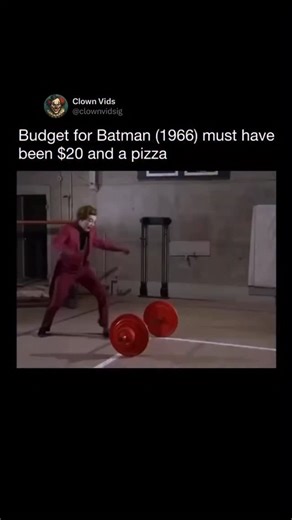 @clownvids on Instagram: "This hilarious clip is an edited scene, pulling from a classic episode of the 1966 Batman television series, which is known for its campy style. In the original storyline, The Joker (played by Cesar Romero) has a convoluted plan involving a phony gym and an attempt to trick Batman and Robin with gimmicks. The video’s edit humorously suggests a minuscule budget, highlighting the low-tech nature of the show’s props and fight choreography. Batman’s preparedness, casually t