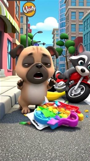 Cute Pug & The Deluxe Bubble Gun: Rainbow Bubbles After the Big Crash!”