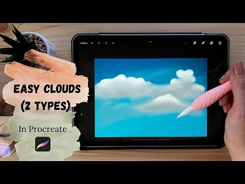 2 ways how to create clouds in Procreate with 1 default brush / Easy beginner iPad art tutorial