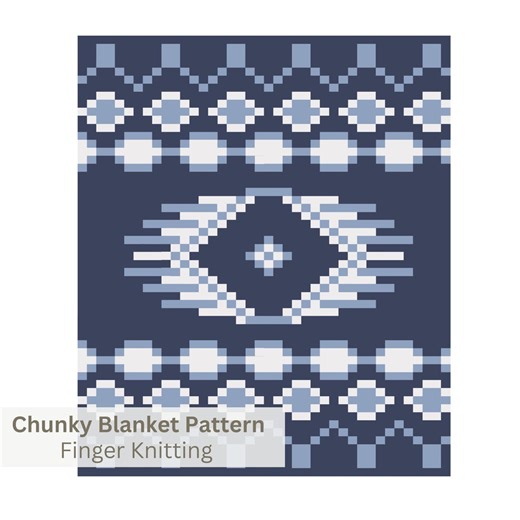 Chunky Blanket Knitting Pattern: Aztec Finger Knit DIY (PDF) - Etsy