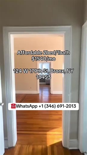 🏡RENT STABILIZE 2BEDROOM 📍Address: 124 W 179th St, Bronx, NY 10453 💵 Rent:$1,540/mo 📲WhatsApp 1 (346) 691-2013 realtorcharlieattias1@gmail.com Note: Showings are scheduled only after the application form is completed and the fee is paid. The fee is fully refundable if you don't get the apartment or choose not to proceed. Watch the video for a virtual tour! Apartments available! For more info ⬇️ #fp #njrentals #rentals #njrealestte #New Jersey #njapartments. #apartments #hirealtorlding has #a