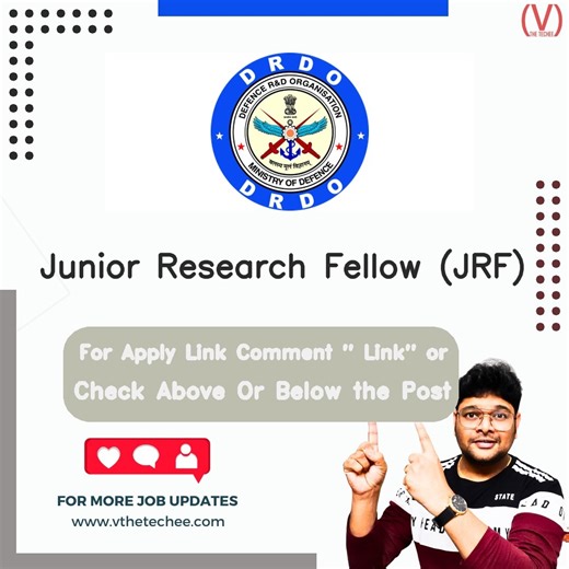 Junior Research Fellow (JRF) at Defence Research & Development Organisation (DRDO) – Ahmednagar, Maharashtra | Apply 2026 - V The Techee Jobs