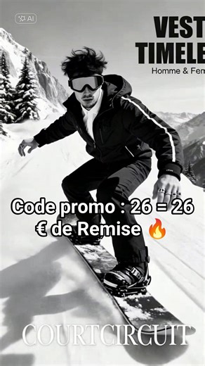 A l'occasion de la Nouvelle année 2026 , COURTCIRCUIT offre un code promo : 26 qui donne droit à une Remise de 26 € sur les Vestes et Joggings les plus cultes ⚡ | Courtcircuit