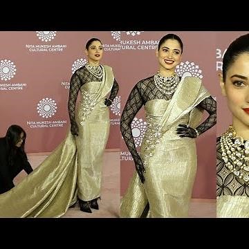 Tamanna Bhatia Look Stunning In Wrap Around Saree At Nita Mukesh Ambani's NMACC Launch