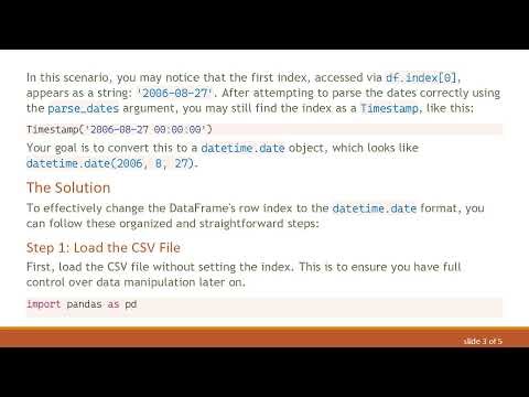 How to Change DataFrame Row Index to datetime.date When Reading from CSV?