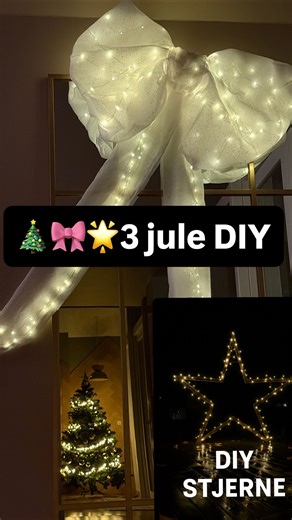 Dan Bergendorff on Instagram: "🎄✨ 3 jule-DIY’s I elskede ✨🎄 Nemme, hyggelige og helt perfekte til de sidste dage op til jul ❤️ Her er en samlet guide, så du nemt kan komme i gang 👇 ⸻ 🎀 DIY julesløjfe med lys ✨💡 Let, luftig og fyldt med magisk julelys – og den vejer næsten ingenting 🤍 🧰 Materialer • Underlag til klikgulv (skum) • Stof eller net • 1–2 lyskæder (gerne med timer) • Limpistol 🔥 • Saks ✂️ • Tape eller ståltråd • Snor til ophæng 🛠 Fremgangsmåde • Klip to store firkanter og én 
