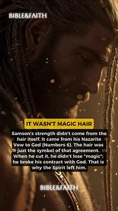 We treat Samson's hair like it was a magic superpower. But the strength came from the Covenant, not the hair. The hair was the sign of his Nazarite Vow (Numbers 6). When he told Delilah the secret, he wasn't just sharing a grooming tip; he was giving away his dedication to God. Don't compromise your covenant! ⚠️ #SamsonAndDelilah #BibleTruth #Covenant #Strength #Nazarite #BibleStories #Faith | Bible with me