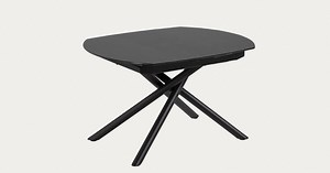 Yodalia extendable glass table with steel legs with black finish 130 (190) x 100 cm