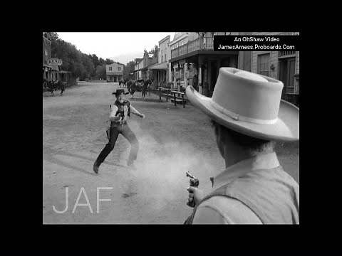 Hack Prine Shootout Original vs SLO MO (James Arness - Leo Gordon - Gunsmoke)