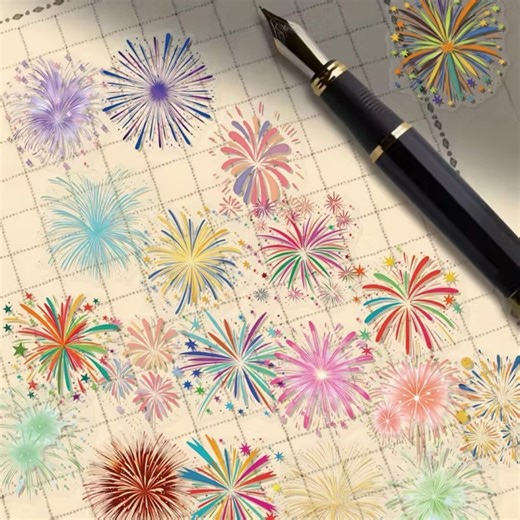 50 Fireworks Stickers Transparent | Colourful Celebration Decals, 4th of July Stickers, Party Decor, Scrapbooking, Journal Stickers - Etsy