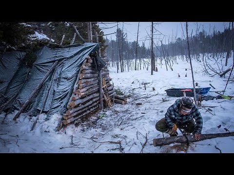 Primitive Survival Shelter with Fire, Bushcraft Camp & Ferro Rod Tips