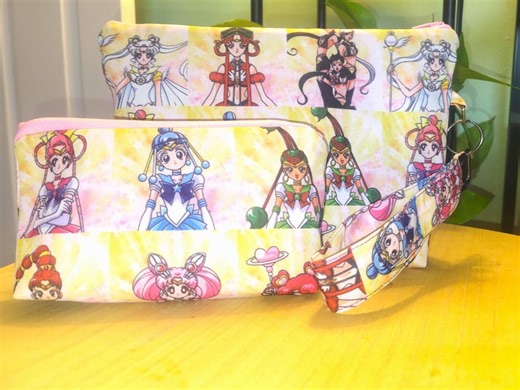 Magical Girl Cosmetic Pouch Set – Pastel Tie Dye Anime Travel Bag, Key Fob - Etsy