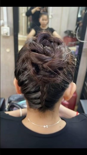 Elegant upside-down braid to bun | inverted braid updo hairstyles