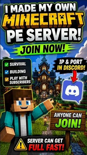 I Made My Own Minecraft PE Server! 😱 Join NOW Before It Gets FULL! 🔥
