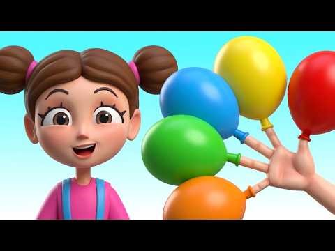Balloon Finger Family Song & Learn Colors with Magic Pen 🎈🎨 | Nick and Poli Cartoons
