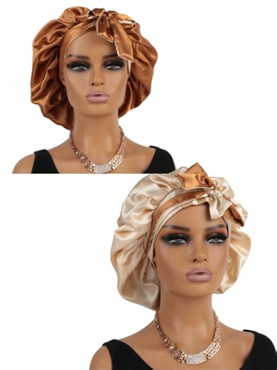 1pc Silk Sleep Cap, Satin Sleeping Hat, Suitable For Curly Hair, Soft & Comfortable, With Drawstring, Suitable For Long Hair,Summer,Beach | SHEIN