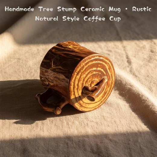 Handmade Tree Stump Ceramic Mug Set, Rustic Japanese Retro Coffee Cup - Etsy