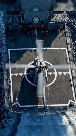 That's one small target! Watch a US Navy helicopter (likely an MH-60 Seahawk) land safely on a moving flight deck. The skill of the pilots and the ground crew is unmatched! #NavyLife #NavalAviation #Seahawk #Military #Helicopter #FlightOps | Phanith Media