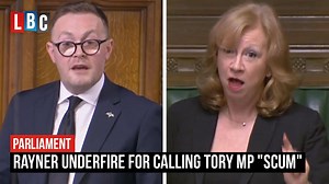 "Did the honourable lady just call me scum?" Angela Rayner has been reprimanded by the Deputy Speaker for heckling Conservative MP Chris Clarkson. | LBC