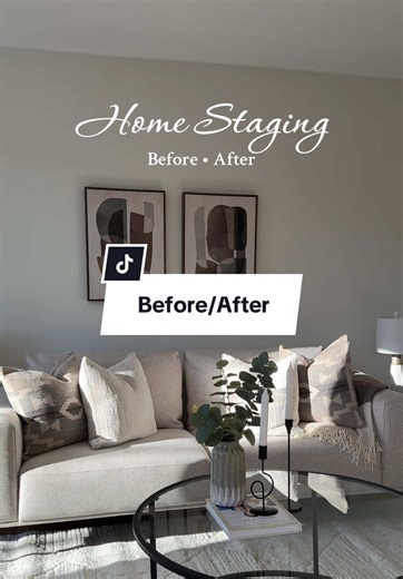 A little home staging before/after! Love the calm vibes of this living room. #HomeStagingMagic #homestagingtips #homestaging #homedecor #livingroomdecor
