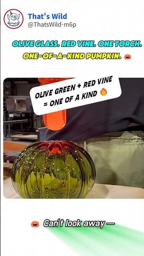 The most satisfying 46 seconds you'll watch today 🎃 olive glass pumpkin #glassblowing