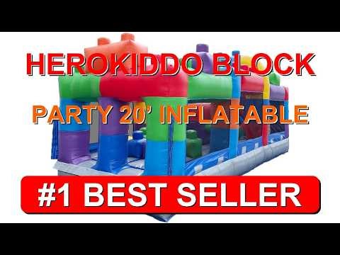 Herokiddo Block Party 20 Inflatable Obstacle Course Commercial Grade PVC Fun Backyard - B0DVNLL9FR