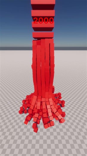 2000 Red Cubes Falling