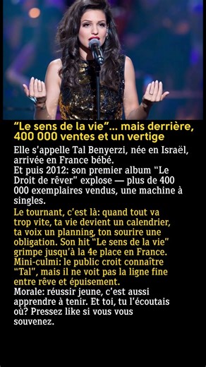 Tal: “Le sens de la vie”... mais derrière, 400 000 ventes et un vertige