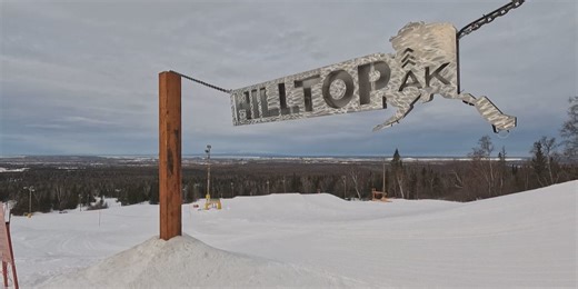 East High School students in metal shop build a sign to light up the terrain park at Hilltop Ski Are