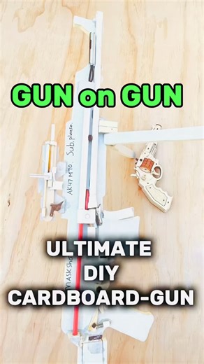 🔫 ULTIMATE cardboard Gun, GUN on GUN 🔫. #cardboardgun #tutorial #fyp #cardboardprojects #guntoys
