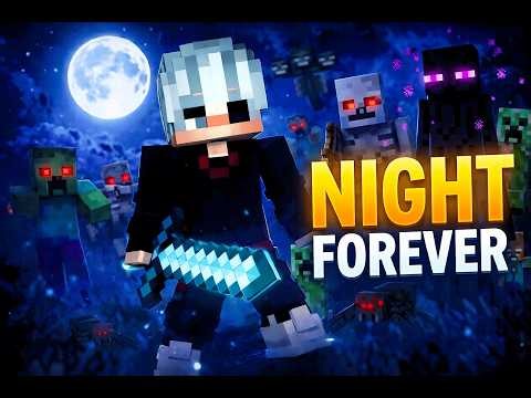 Minecraft But It's Always Night... Can I Still Find Diamonds?