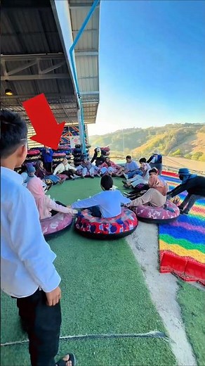 Friends Ride Giant Slide Together 😱