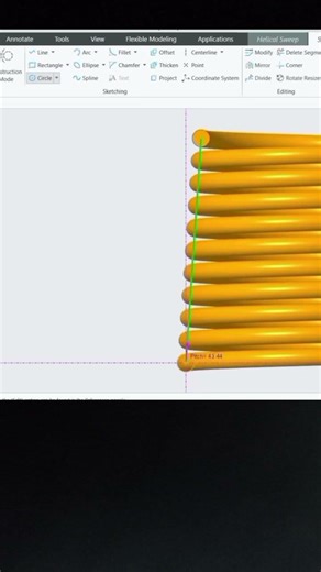 Helical sweep in creo software#creo #3dmodeling #shorts #shortvideo