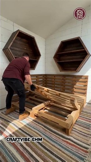 DIY Pallet Bed & Hexagon Shelf Bedroom Makeover