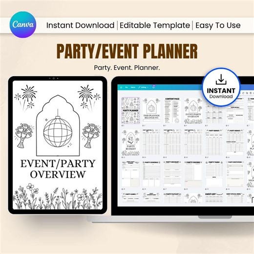 Party Event Planner Canva Template | Event Organizer & Budget Tracker | Party Checklist | Celebration Planner Printable - Etsy